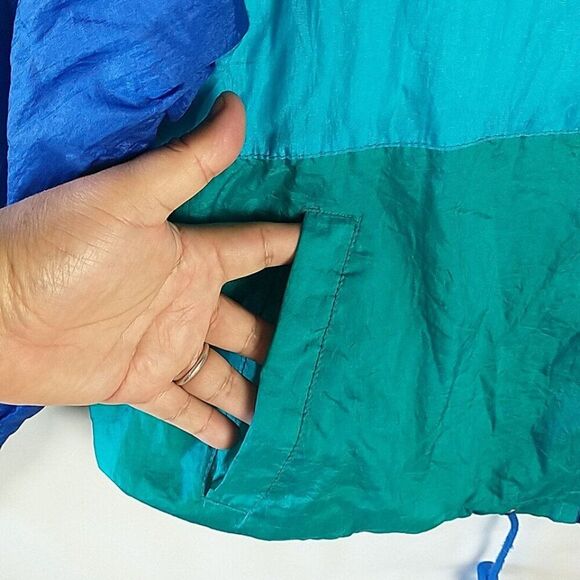 Pro Spirit Size L Color Block Windbreaker Hooded Sporty Jacket Retro Full Zip - Picture 6 of 14